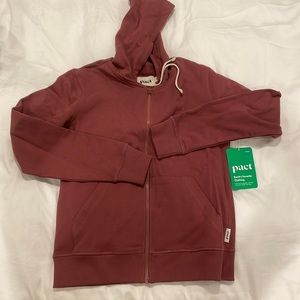 Pact Organic zip up sweater burgundy Small